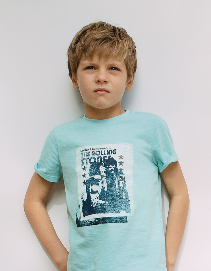 Tee-shirt turquoise rockeurs THE ROLLING STONES garçon -1