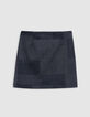 Jupe courte gris maille Milano effet patchwork Femme-7