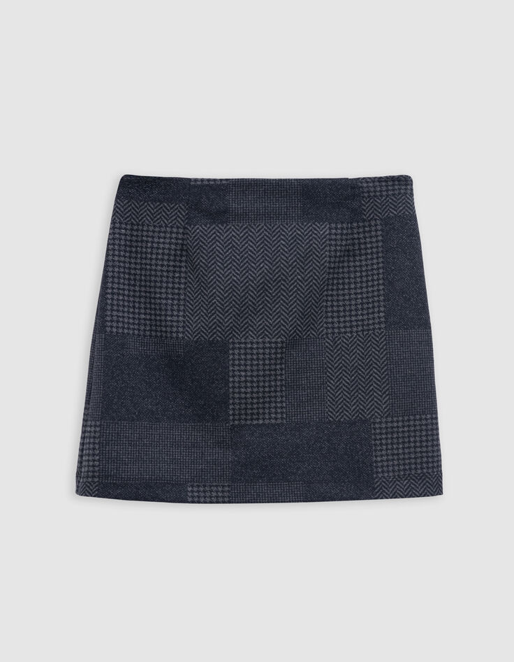 Jupe courte gris maille Milano effet patchwork Femme-7