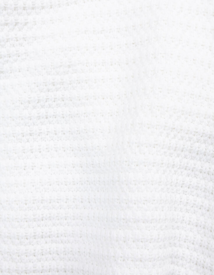 Pull blanc tricot fantaisie réversible devant/dos fille-8