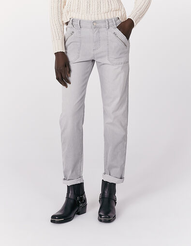 Jean relax gris rayas cremallera mujer - IKKS
