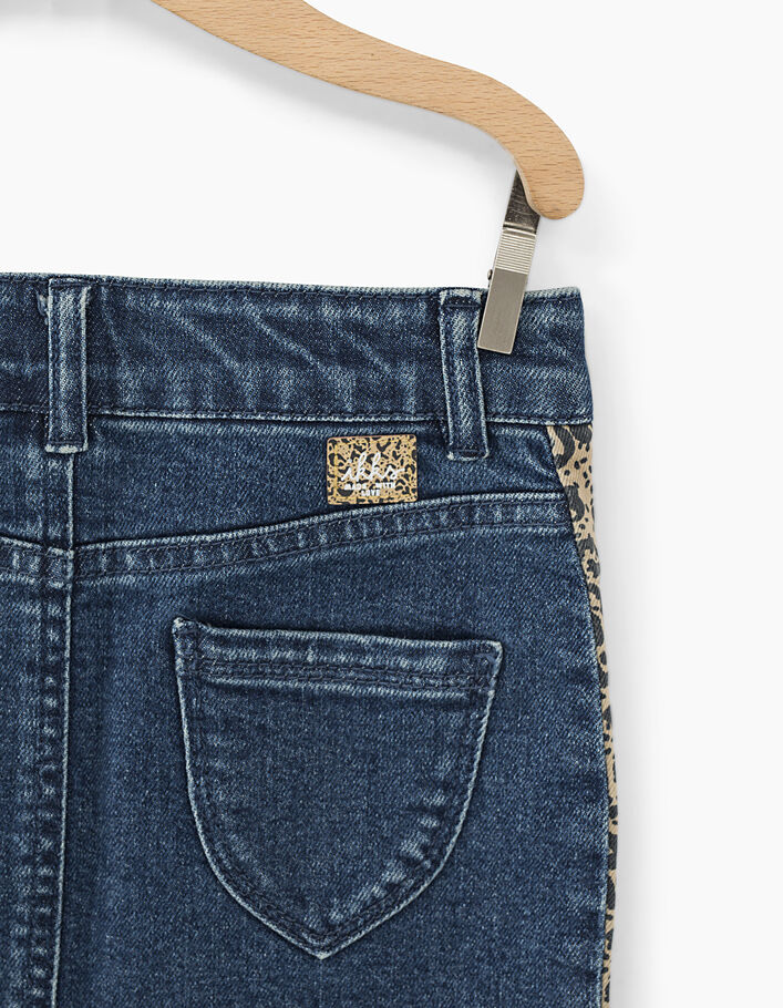 Rok in stone blue jeans met luipaardprint voor meisjes - IKKS