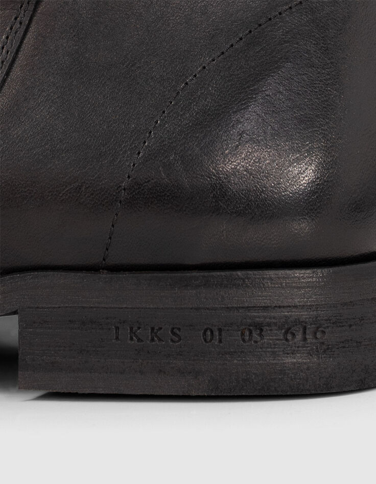 Men’s black leather boots with buckled strap-6