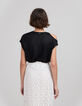 Schwarzes Damen-T-Shirt aus Leinen mit Glitzer-2