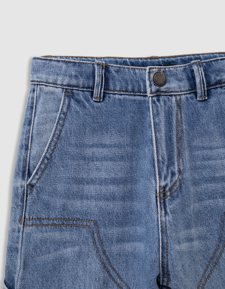 Blaue Jungen-Baggy-Jungenjeans mit Zimmermannstasche-3