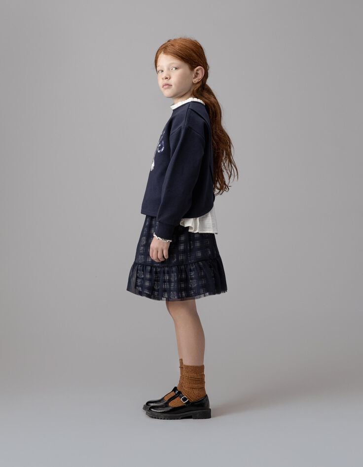 Falda azul marino bimaterial tul Harry Potter niña-2