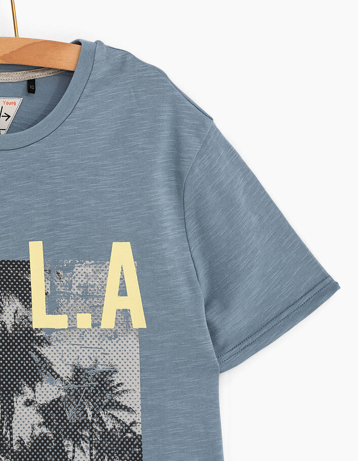 Boys’ blue grey palm-tree photo T-shirt - IKKS
