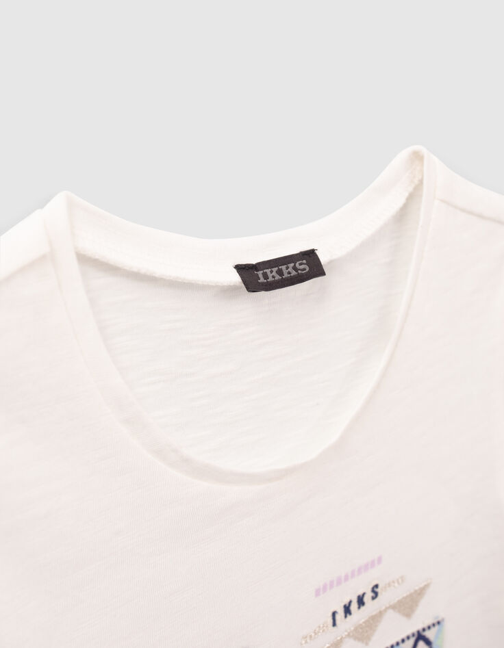 T-shirt blanc cassé coeur broderies ethniques fille-4