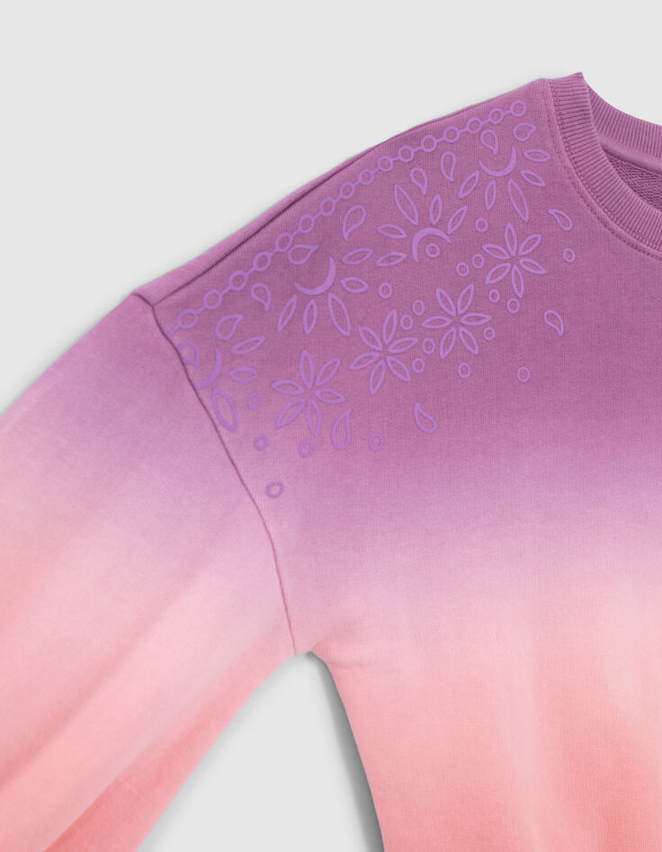 Sweat rose molleton effet deep dye fille-7