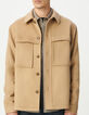 Beige wollen overshirt meerdere zakken Heren-2
