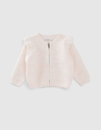 Gebreid wit vest roze dupions rits babymeisjes - IKKS