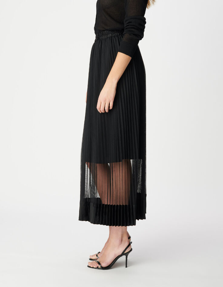 Jupe pliss&eacute;e en tulle noire Femme-5