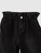 Jean paper-bag black used avec bandes latérales fille  -3