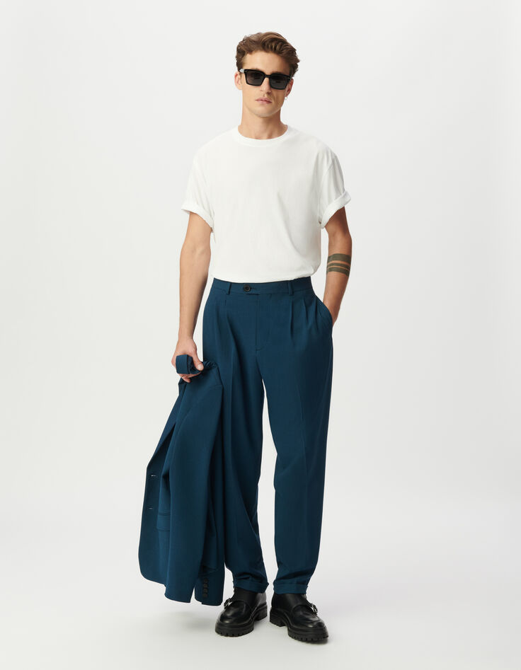 Blaue Anzughose für Herren mit Bundfalten-4 Blaue Anzughose für Herren mit Bundfalten-4
