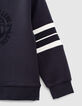 Blaues Jungensweatshirt mit Stickerei und Streifen-4