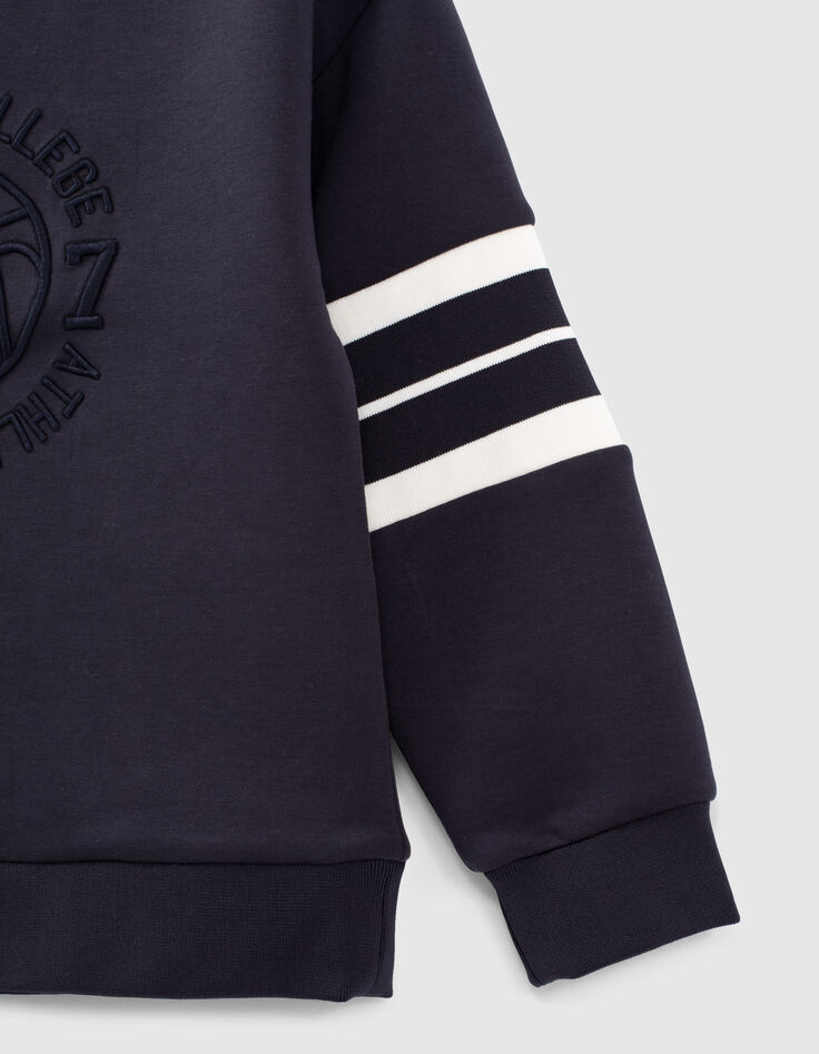 Blaues Jungensweatshirt mit Stickerei und Streifen-4