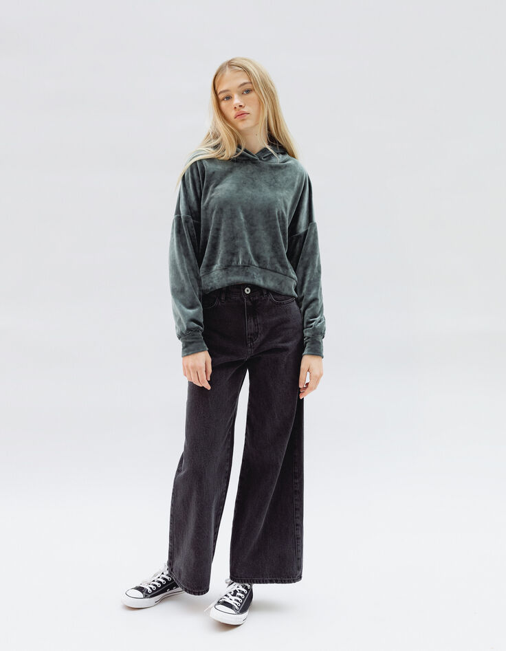 Graue verwaschene LARGE-Jeans für Mädchen-2