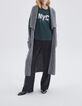 Camiseta verde pato mensaje tachuelas mujer-6