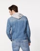 Men’s sky blue denim jacket, removable hood-4