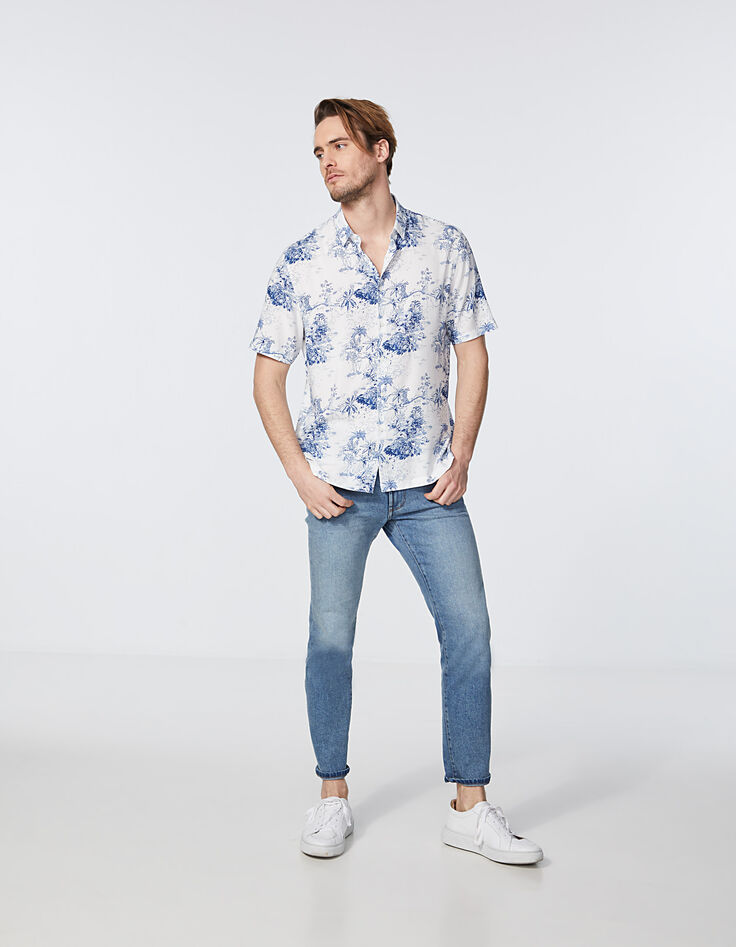 Chemise SLIM indigo esprit toile de Jouy Homme-7