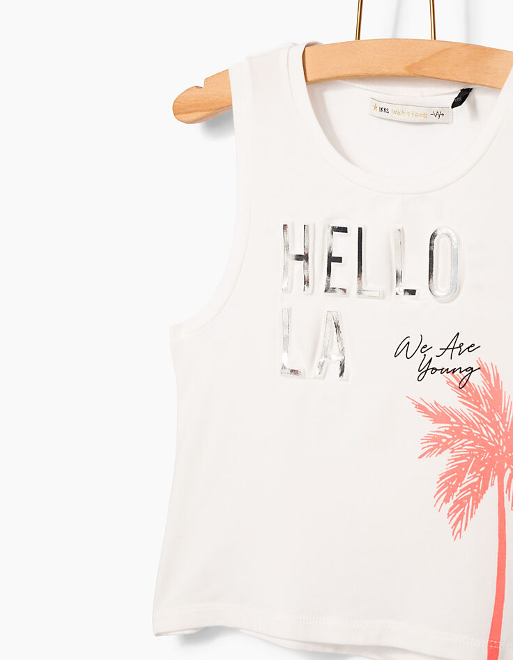 Girls’ off-white HELLO LA cropped vest top-3