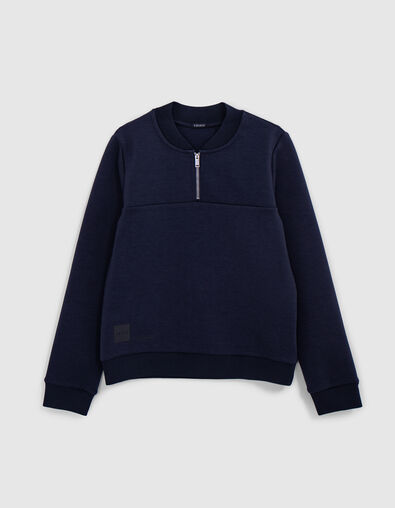 Sudadera azul marino con cuello de peluche para niño - IKKS