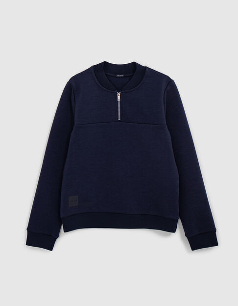 Sudadera azul marino con cuello de peluche para niño - IKKS