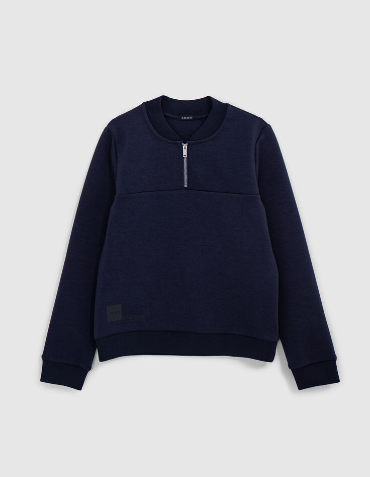 Sudadera azul marino con cuello de peluche para niño-1 Sudadera azul marino con cuello de peluche para niño-1