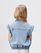 Blouson en jean bleu manches amovibles fille-4