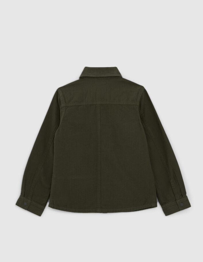 Boys’ khaki corduroy and canvas mixed fabric shirt-4
