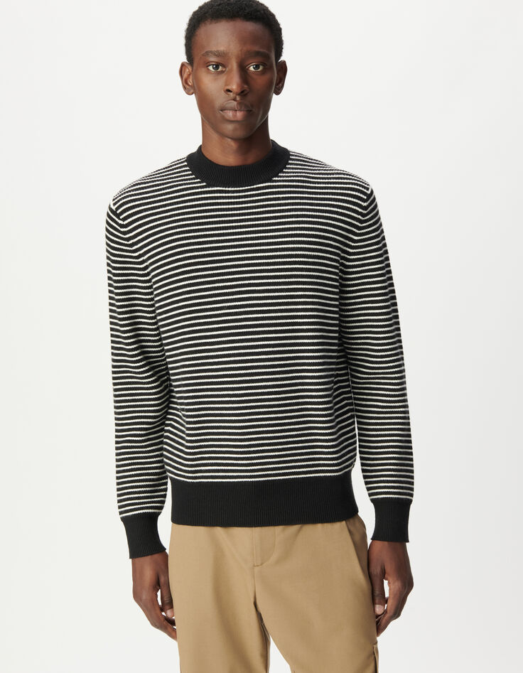 Jersey marinera punto negro rayas blancas hombre-3