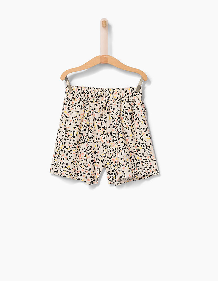 Short fluido melocotón estampado tachista niña-1 Short fluido melocotón estampado tachista niña-1