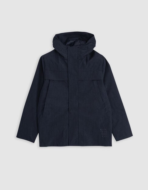 Coupe-vent bleu capuche nylon faux-uni garçon - IKKS