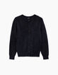 Cardigan fantaisie fil poilu noir femme-1