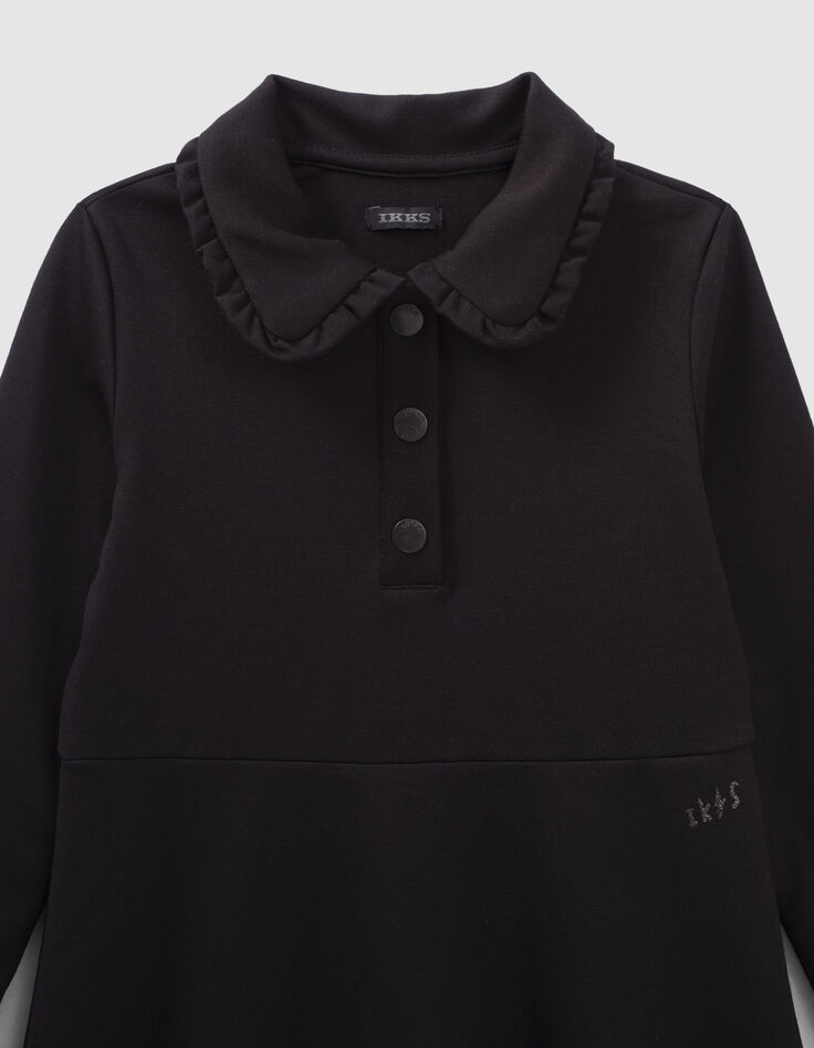 Vestido negro punto Milano maxi cuello ni&ntilde;a-2