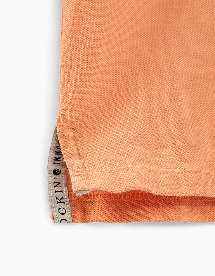 Polo orange blanchi printé dos garçon -5