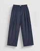 Pantalon large gris Femme-5