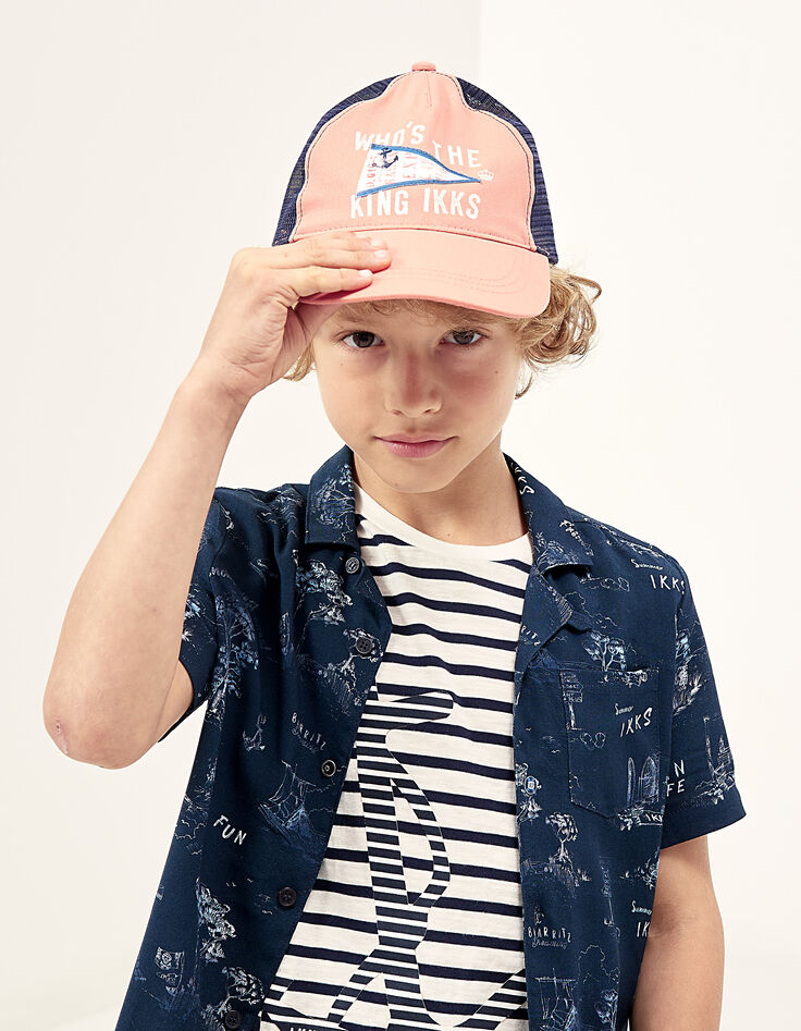 Casquette corail et navy forme baseball garçon -7