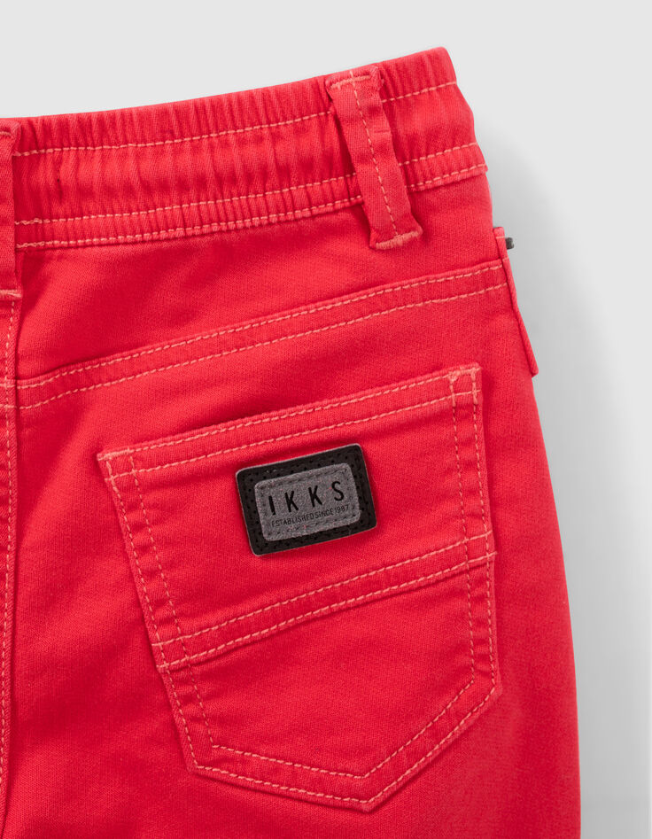 Bermudas vaquero rojo cintura elástica niño-6