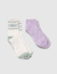Girls’ violet/white socks-3