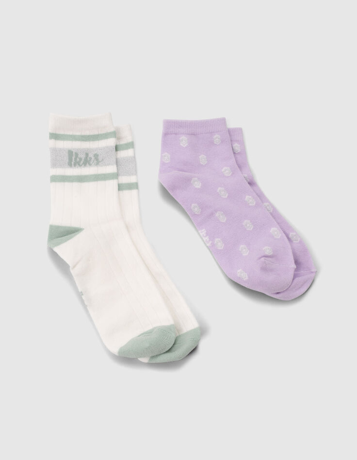 Girls’ violet/white socks-3