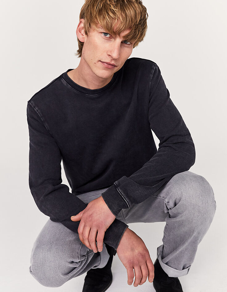 Men’s black faded sweatshirt fabric sweatshirt-2
