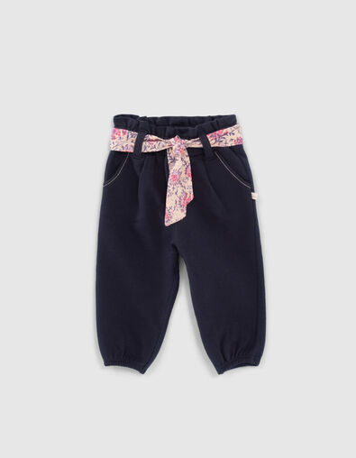 Marineblaue Jogginghose mit Halstuchgürtel für Babymädchen - IKKS