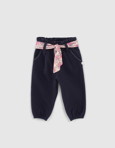 Baby girl’s navy joggers with scarf belt - IKKS