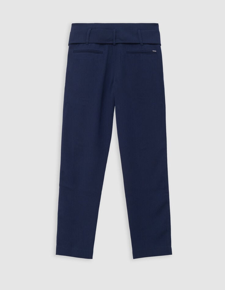 Marineblaue Hose mit hohem Bund und Gürtel-2 Marineblaue Hose mit hohem Bund und Gürtel-2