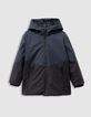 Parka à capuche marine et noire déperlante garçon-1