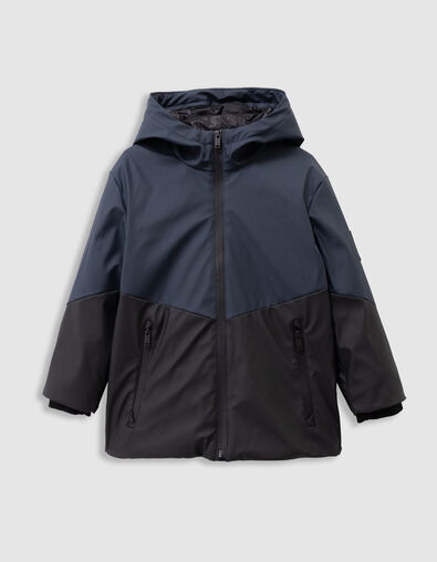 Parka à capuche marine et noire déperlante garçon - IKKS