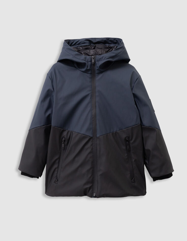 Parka à capuche marine et noire déperlante garçon-1