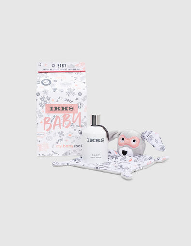 BABY PARFUMSET 100ml UND WEIß-ROSA KUSCHELTIER - IKKS