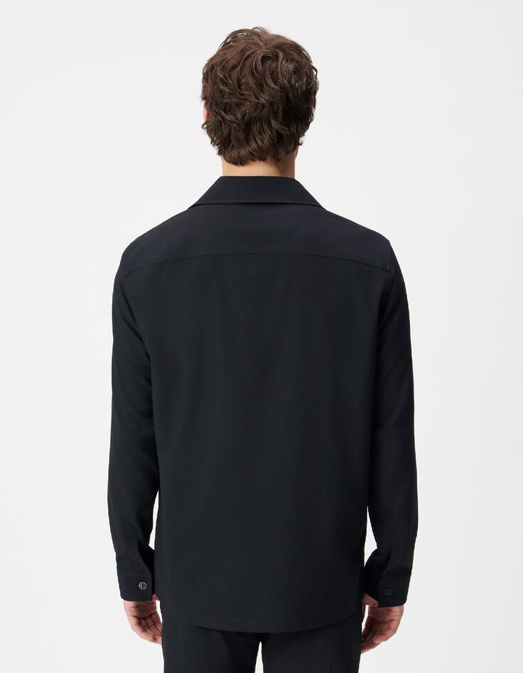 Men's navy blue regular-fit overshirt with patch pockets-3